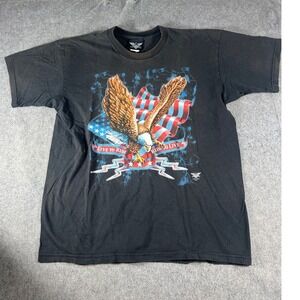 VTG 90s American Biker Live To Ride T Shirt Men 2XL Black Eagle Lightning Tee